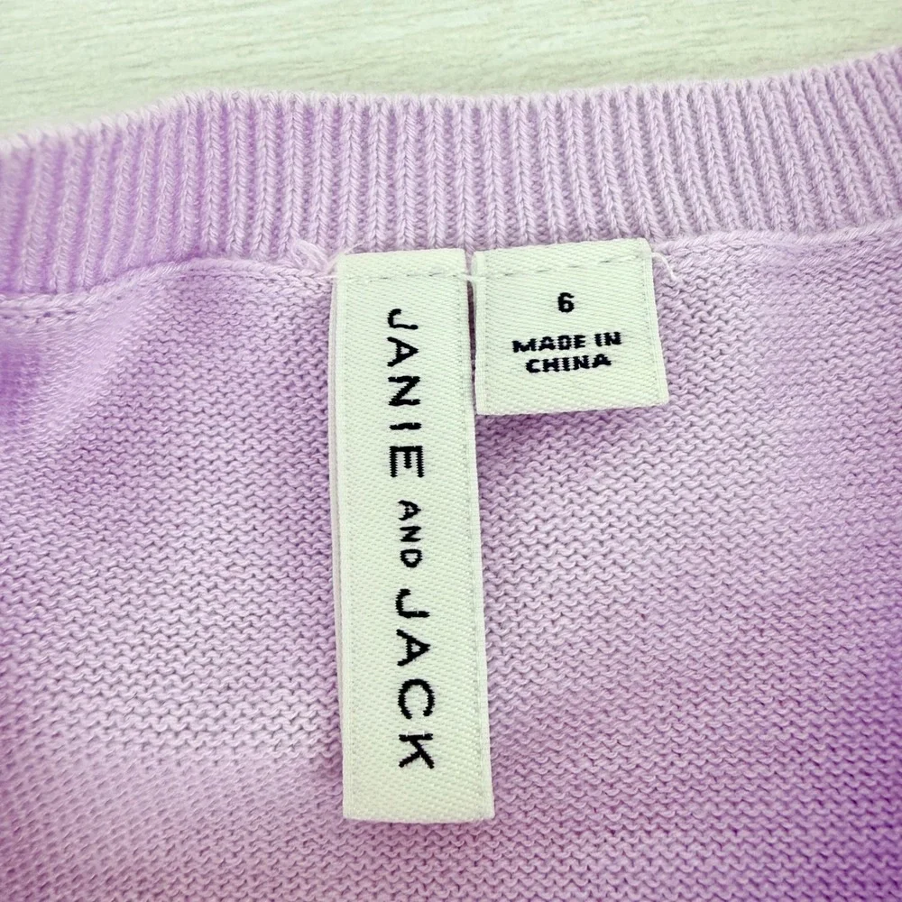 Janie and Jack Kitten‎ Peplum Sweater Top Girls Size 6 Purple Puff Sleeve Ruffle